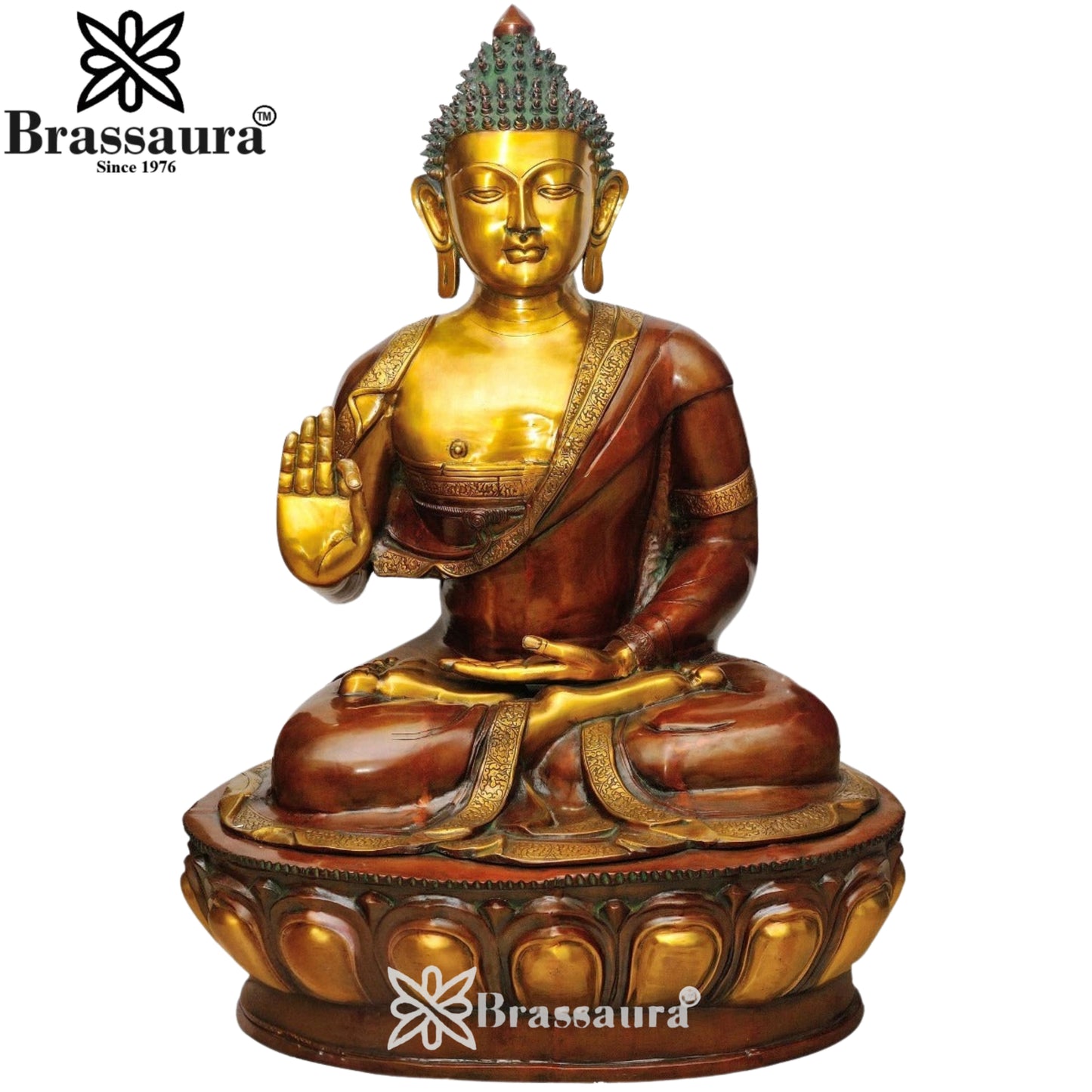 Brass Blessing Buddha Weight 85 kg & Height 46 Inch