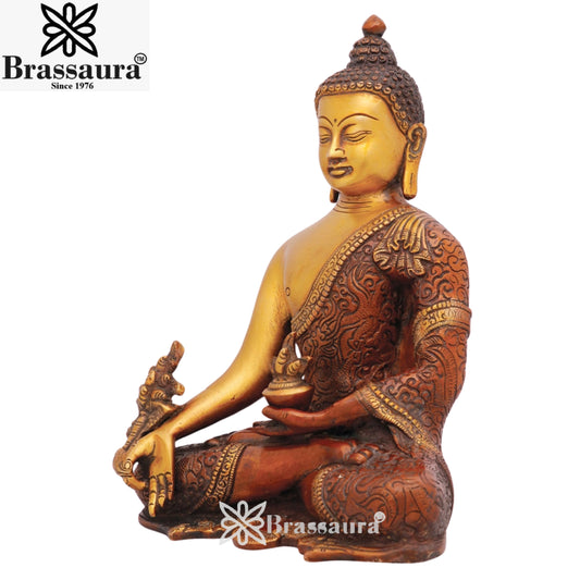 Brass Bhumisprasa Buddha Weight 4 kg & Height 10 Inch