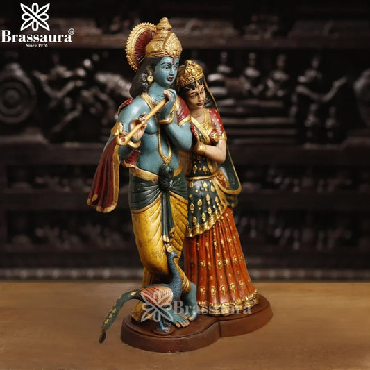 Brass Radha Krishna Murti Weight 20.27 Kg And Height 23 Inch