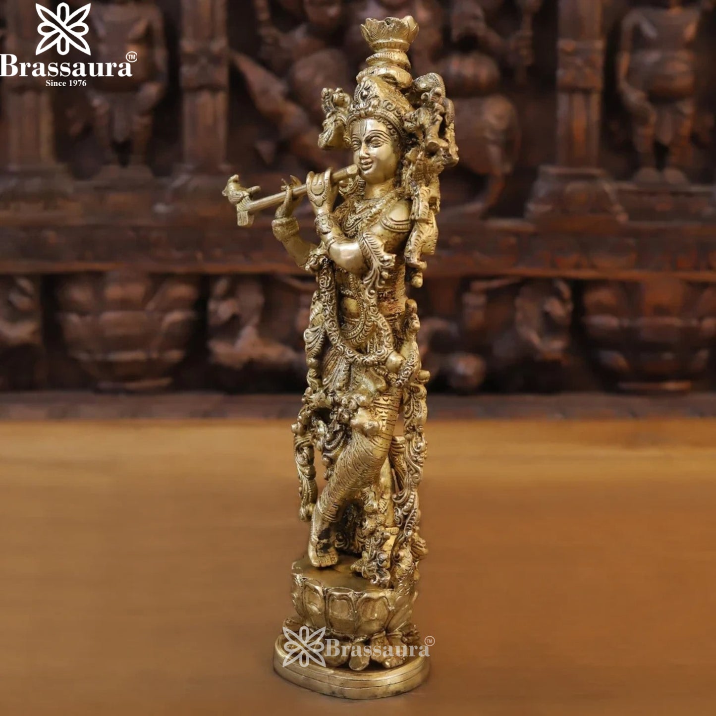Brass Krishna Murti Weight 3.86 Kg And Height 14 Inch