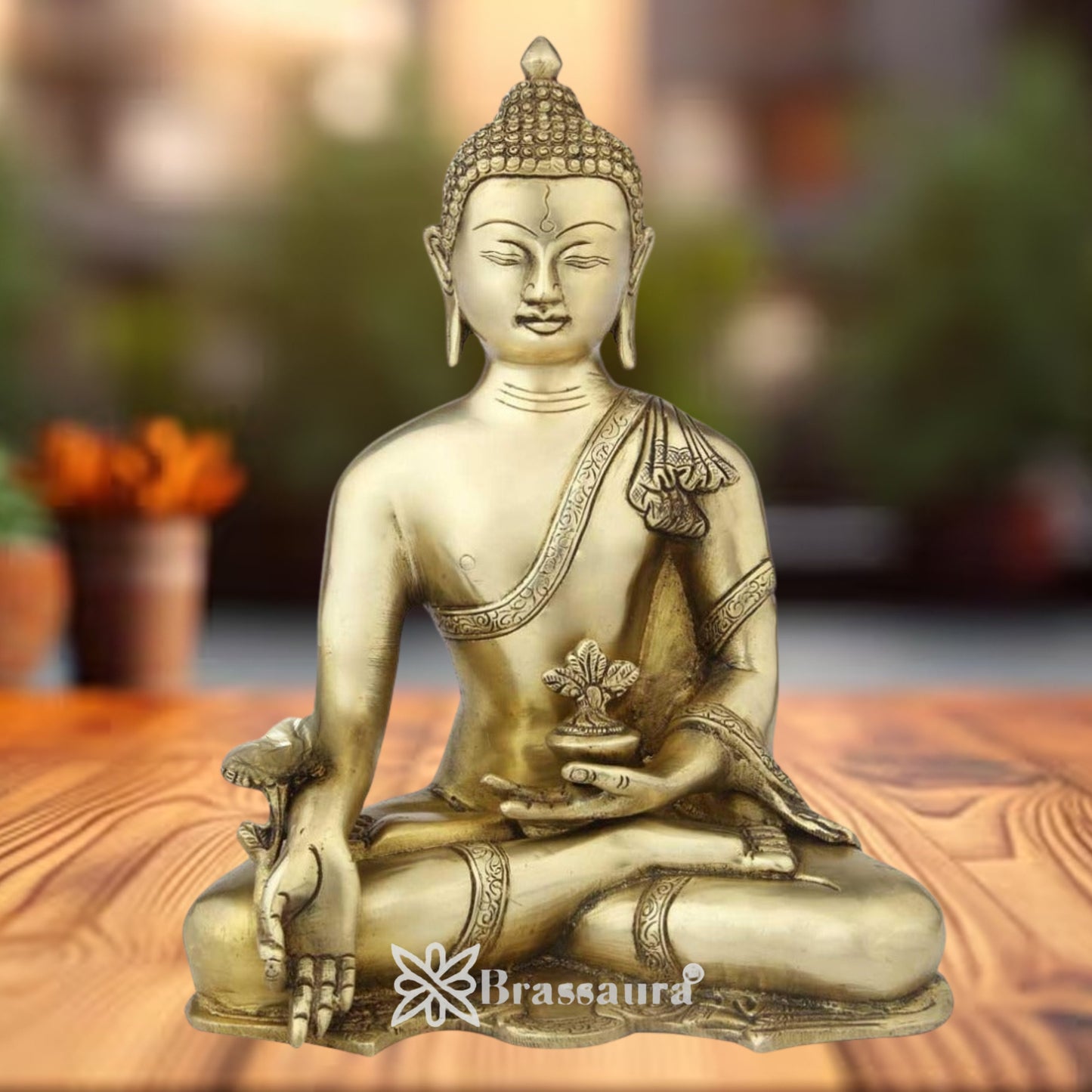 Brass Antique Buddha Weight 4.5 Kg & Height 12 inch