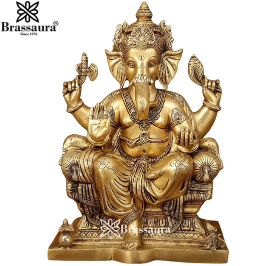 Brass Super fine Ganesha Statue Weight 18 Kg & Height 18 Inch