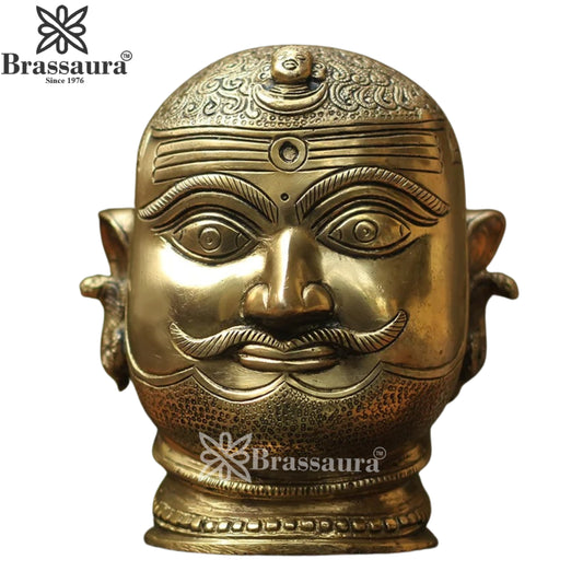 Brass Shiva Mukhlingam Statue Weight 2.3 Kg And Height 6 Inch