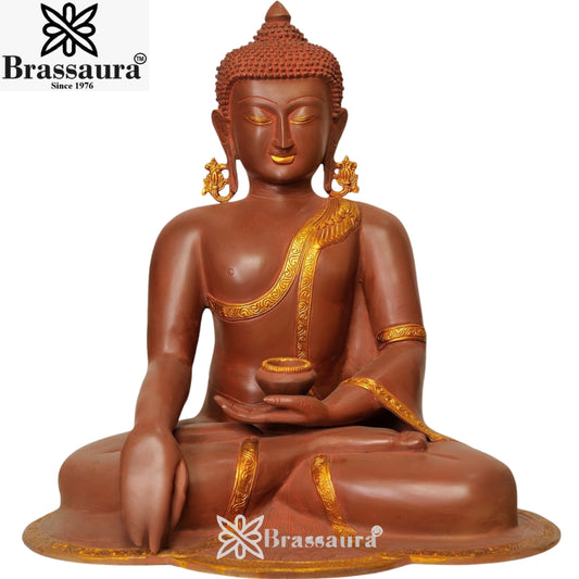 Brass Bhumisprasa Buddha Weight 17 Kg & Height 17.5 Cm