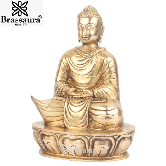 Brass Royal Golden Buddha With Base Weight 2 Kg & Height 8 Inch