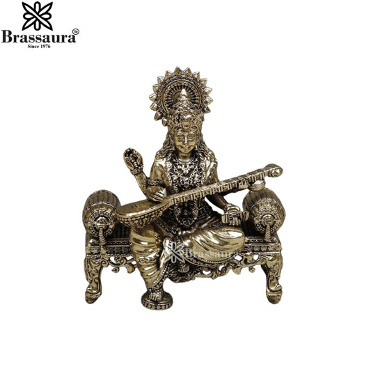 Brass Superfine Saraswati Statue Weight .272 Kg And Height 4 Inch
