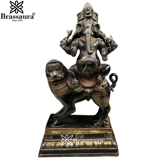 Brass Heramba Ganesha Statue Weight 24 Kg & Height 24 Inch