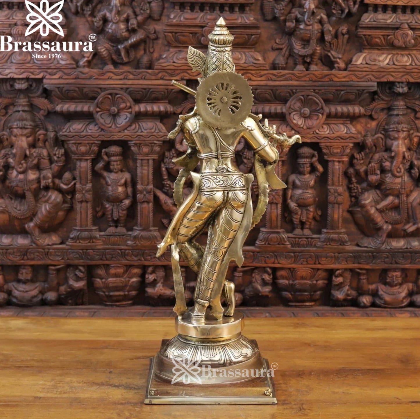 Brass Royal Gold Krishna Murti Weight 17 Kg And Height 28.5 Inch