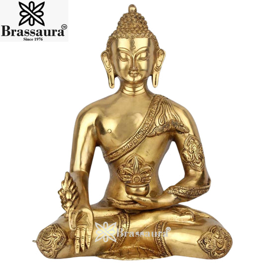 Brass Bhumisprasa Buddha Weight 5.4 kg & Height 12 Inch