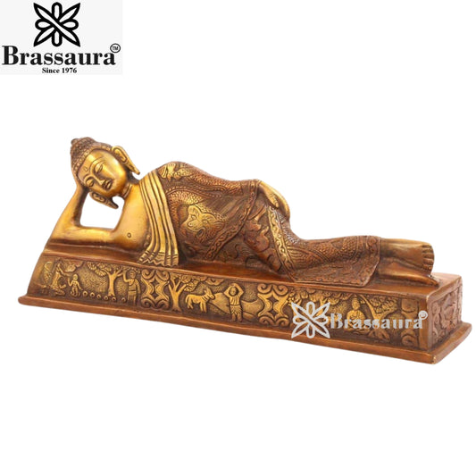 Brass Vintage Relaxing Buddha Weight 2.6 Kg & Height 5 inch