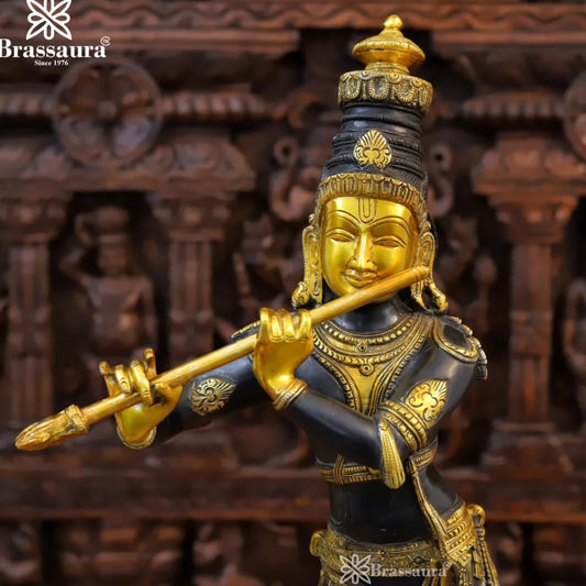 Brass Krishna Murti Weight 9.46 Kg And Height 23 Inch