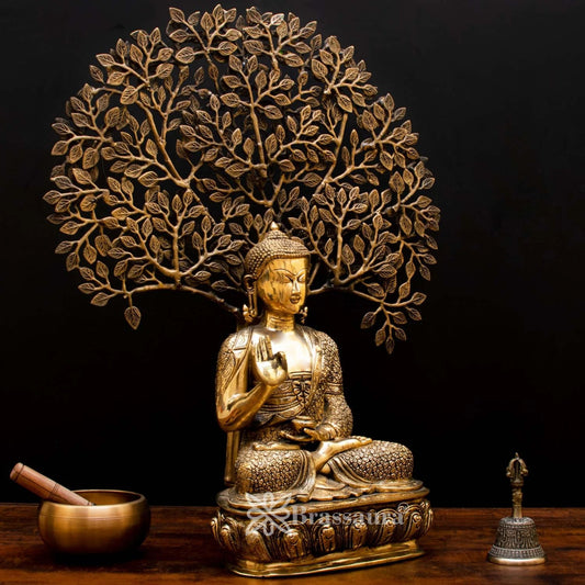 Brass Tree Blessing Artistic Buddha Weight 20 kg & Height 25 Inch