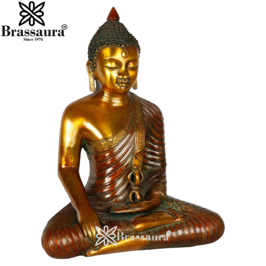 Brass Bhumisprasa Buddha Weight 6.5 kg & Height 13 Inch