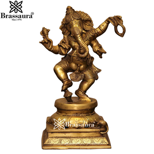 Brass Dancing Ganesha Statue Weight 5 Kg & Height 12 Inch