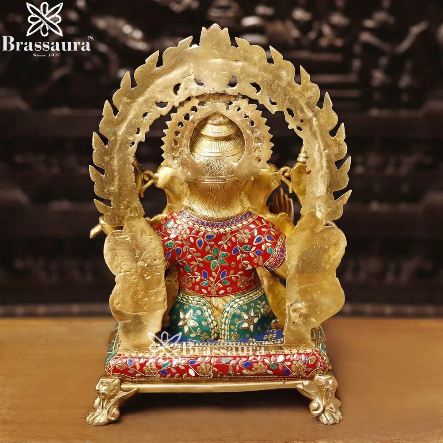 Brass Gem Stone Work Ring Ganesha Weight 19.6 Kg & Height 20 Inch
