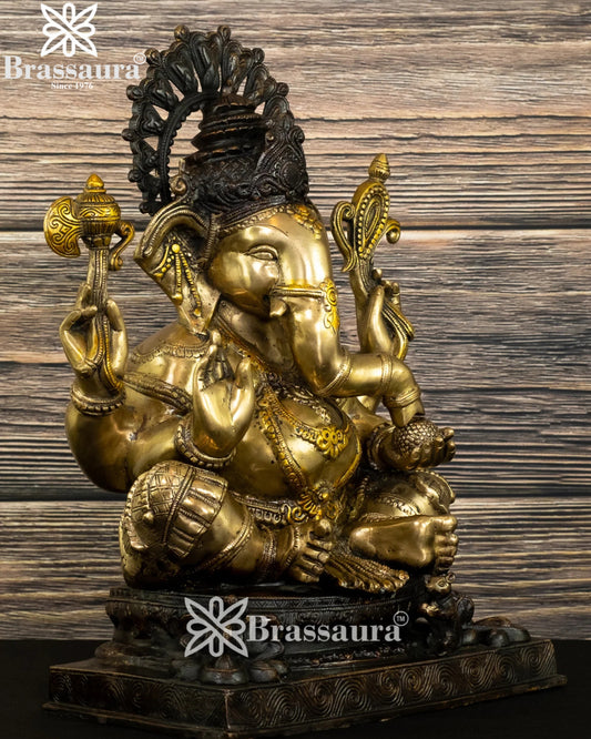 Brassaura™ Brass Ganesha Idol | Height 20 Inches & Weight 22 Kgs