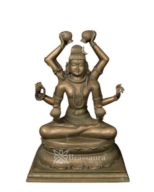 Bronze Antique Lord Mrityunjaya Shiva Statue Weight 56 Kg And Height 24 Inch