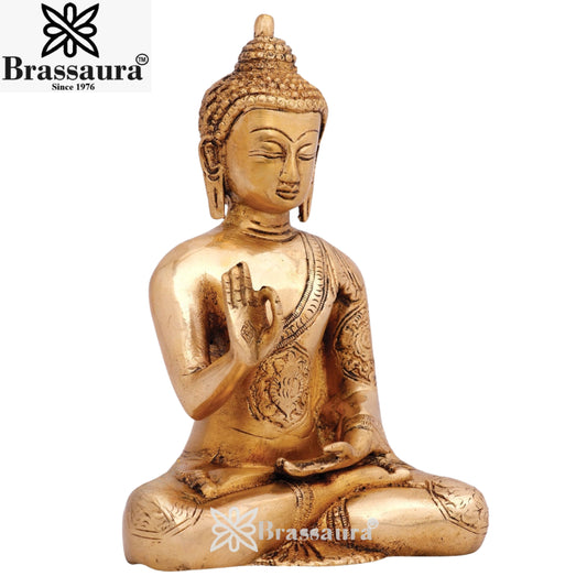 Brass Bhumisprasa Buddha Weight 1.7 kg & Height 7.5 Inch