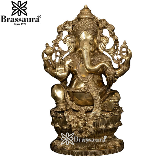 Brass Ganesha Statue Weight 34.5 Kg And Height 26 Inch