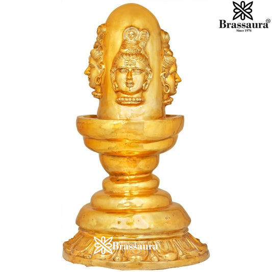 Brass Royal Golden Shivling Weight 72 Kg & Height 35 Inch