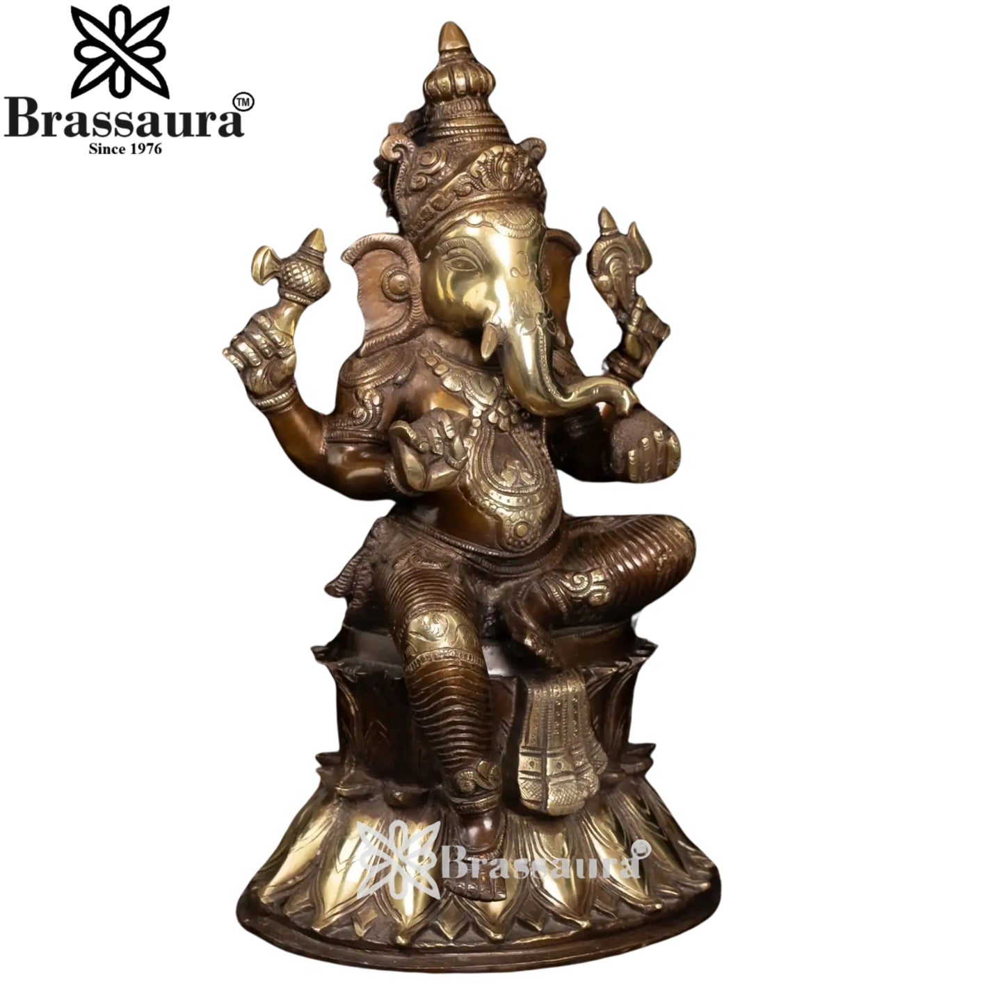 Brass Ganesha Statue Weight 8.4 Kg And Height 14.5 Inch