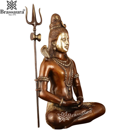 Brassaura™ Brass Lord Shiva Murti – Height 20 Inches & Weight 12 Kgs | Sacred Home Décor