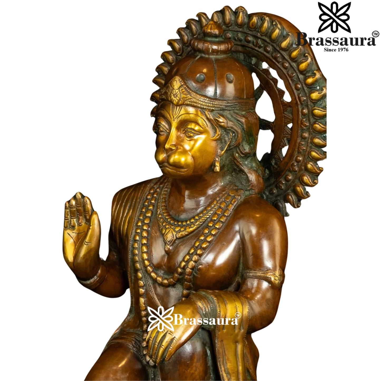 Brassaura™ Traditional Brass Hanuman Idol – Height 19 Inches & Weight 15.5 Kgs | Devotional Figurine