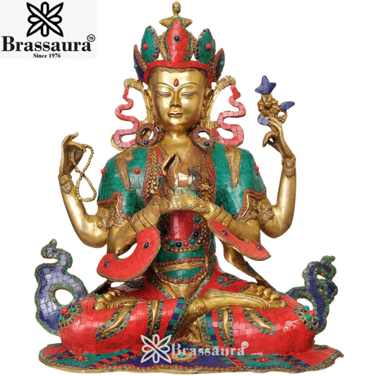 Brass Gem Stone Work Tara Weight 21 Kg & Height 23 Inch