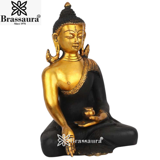 Brass Bhumisprasa Buddha Weight 2.3 kg & Height 8 Inch