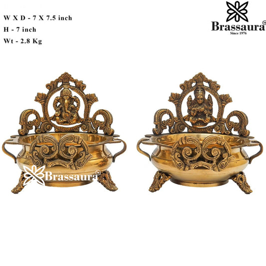 Brass Antique Lakshmi Ganesh Weight 2.8 Kg & Height 7 Inch