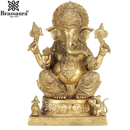 Brass Ganesha Statue Weight 6 Kg & Height 11 Inch