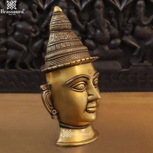 Brass Parvati Head Statue Weight 2.32 Kg And Height 14 Inch