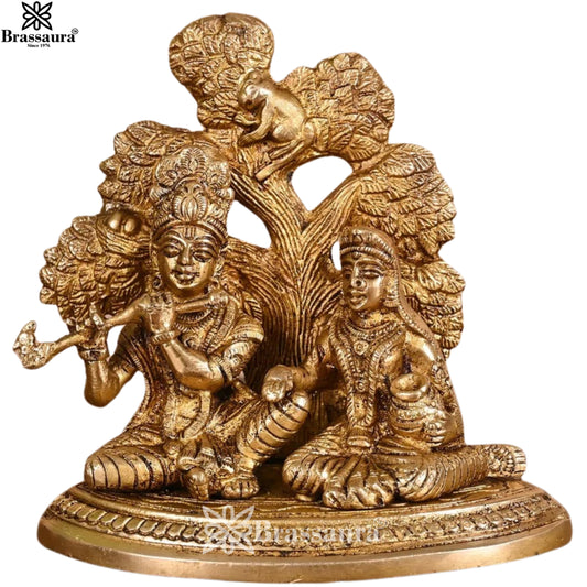 Brass Antique Radha Krishna Weight 1.43 Kg And Height 5.5 Inch