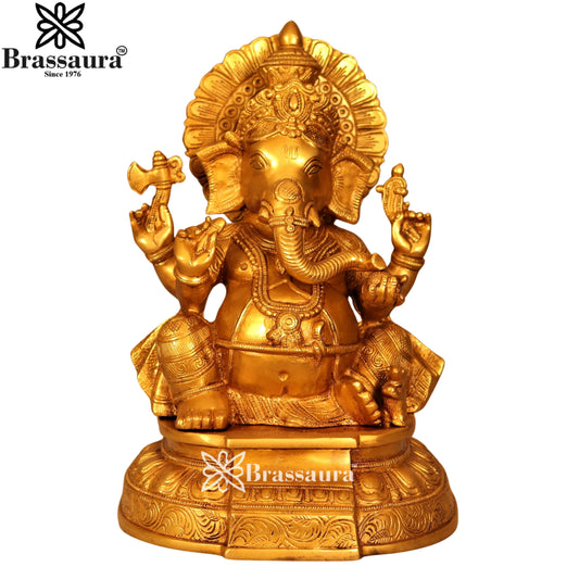 Brass Ganesha Statue Weight 6.7 Kg & Height 12.2 Inch
