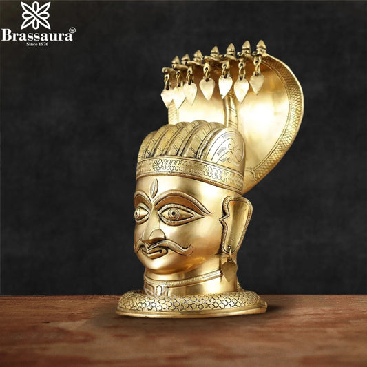 Brass Shiv Mukhlingam With Naagraaj Statue Weight 8 Kg And Height 22 Inch