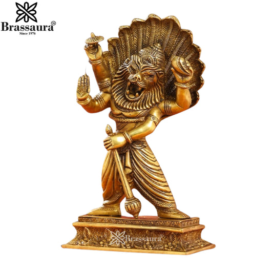 Brass Narshimha Statue For Home Decor And Gift Items Weight 3.2Kg And Height 11.5 Inches