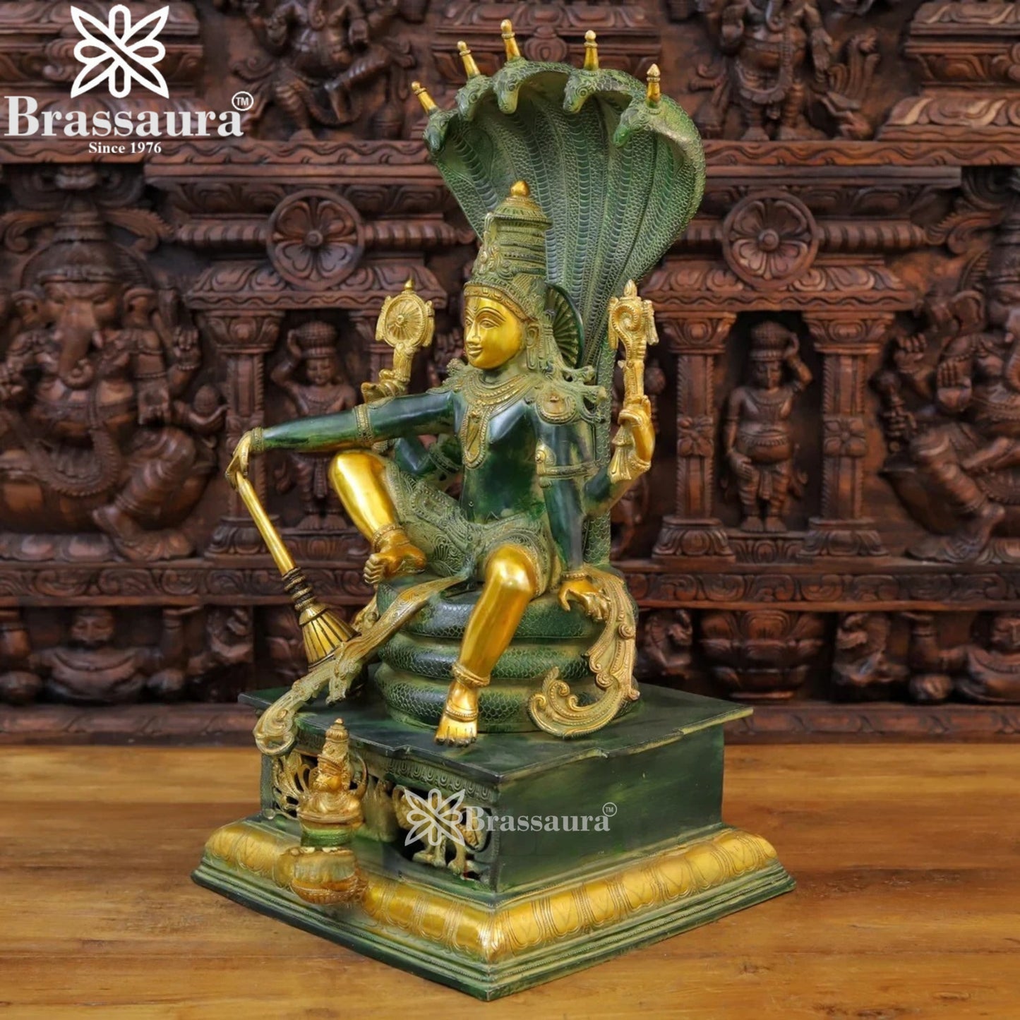 Brass Vishnu On Sheshnaag Statue Weight 34.76 Kg And Height 29 Inch