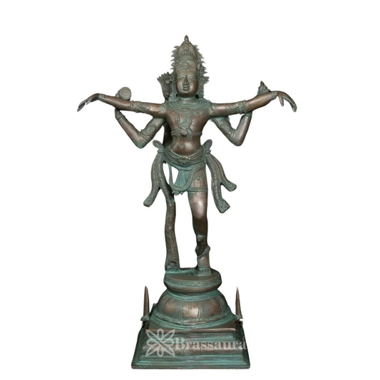 Brass Antique Lord Shiv Tandav Statue Weight 9 Kg And Height 20 Inch