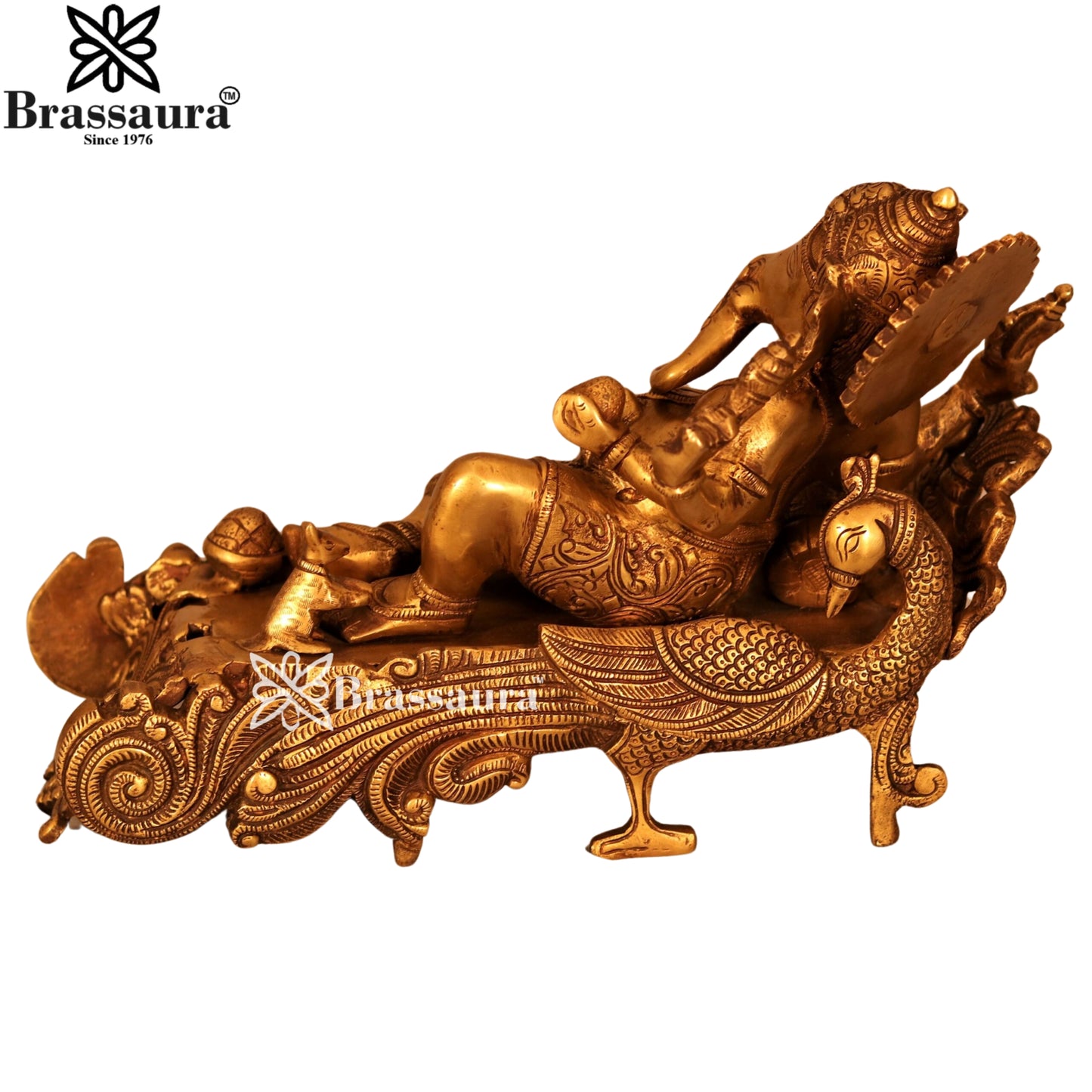 Brass Relaxing Ganesha Statue Weight 8.3 Kg & Height 10 Inch