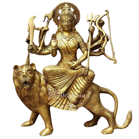 Brass Durga Idol for Home Temple and Decor Height 13 Inches & Weight 4.5 Kgs