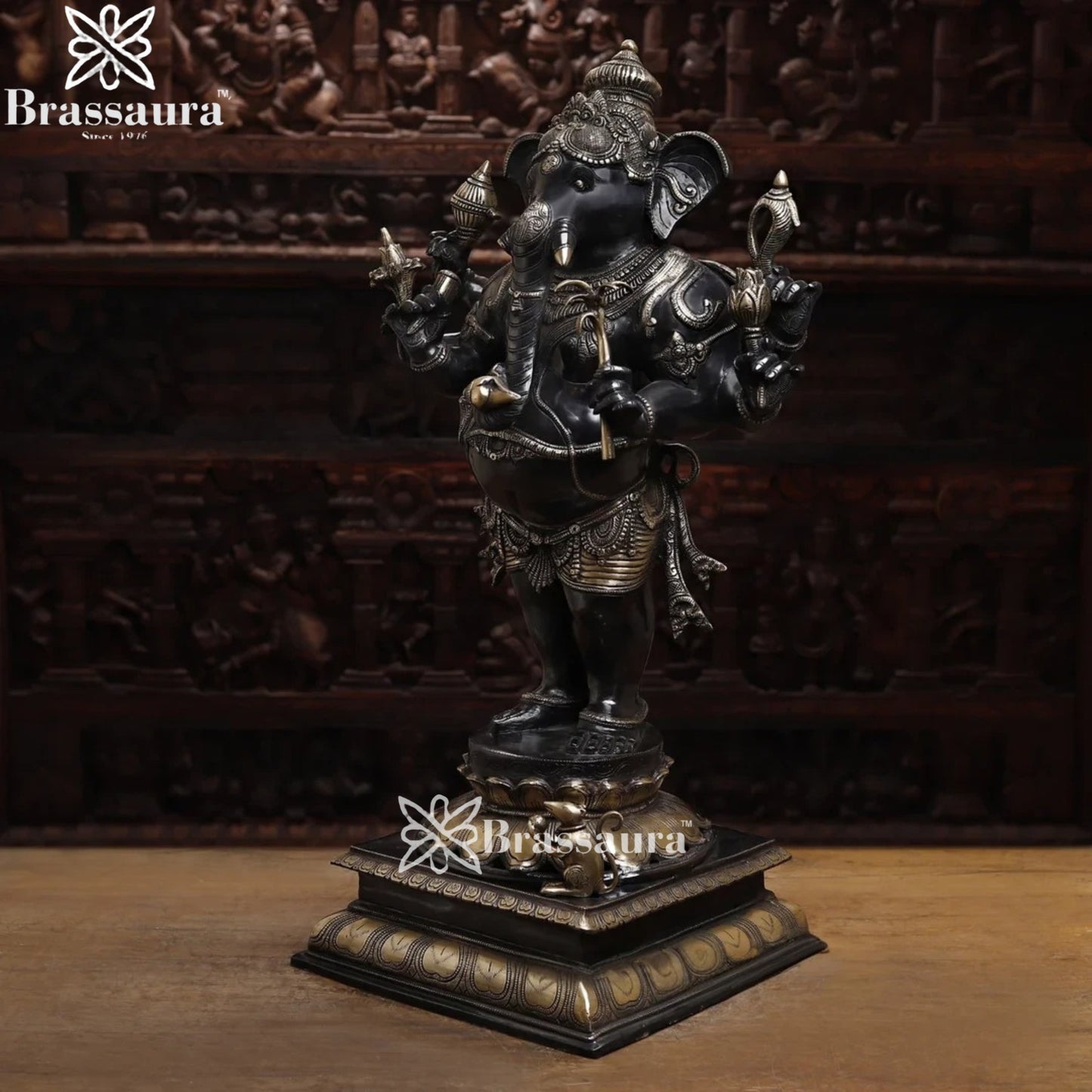 Brass Standing Ganesha Weight 49 Kg & Height 36 Inch