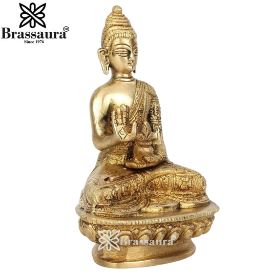 Brass Blessing Buddha Weight 0.7 kg & Height 5.5 Inch