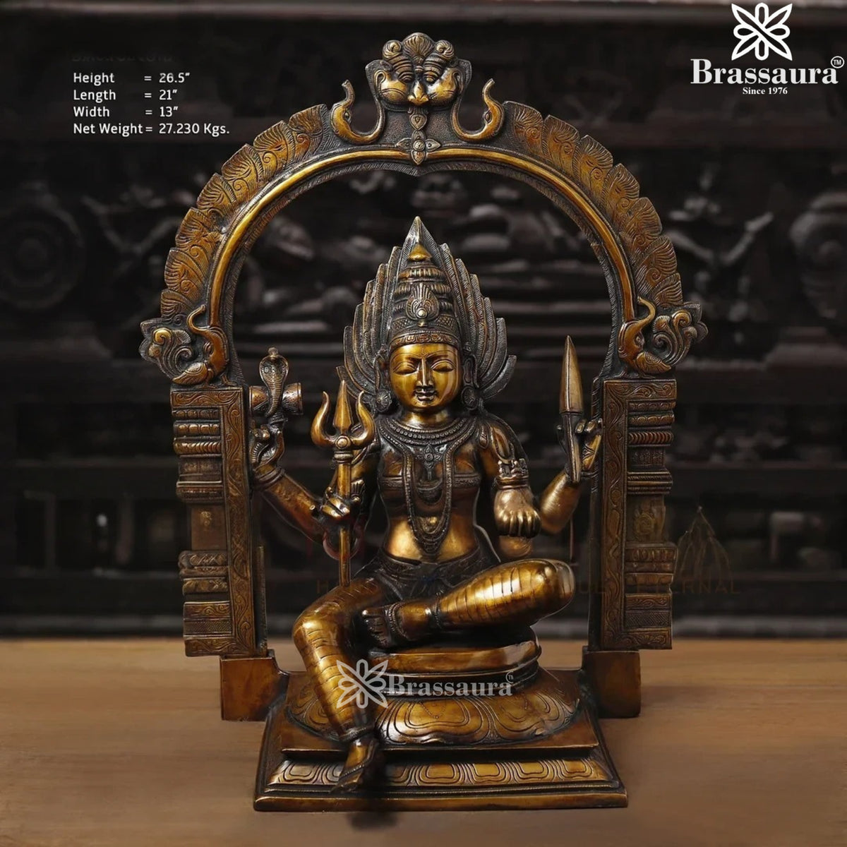 Brass Mariamman Murti Weight 27.23 Kg And Height 26.5 Inch