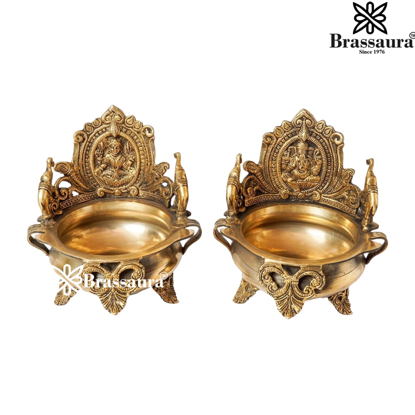 Brass Antique Lakshmi Ganesh Weight 3.45 Kg & Height 7.8 Inch