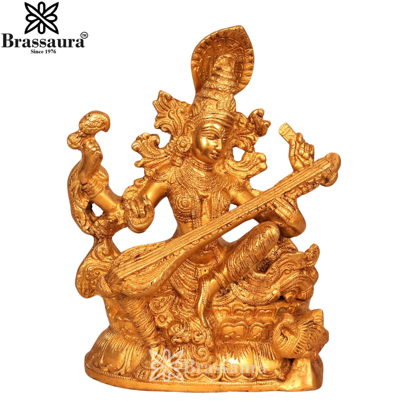 Brass Saraswati Statue Weight 5.3 Kg And Height 11 Inch