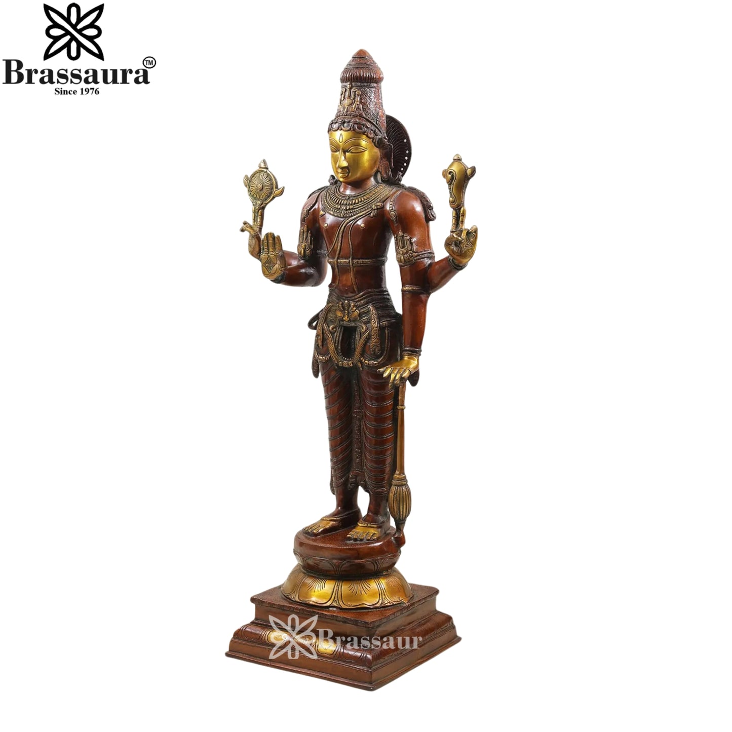 Brass Vishnu Statue Weight 27.2 Kg And Height 37 Inch