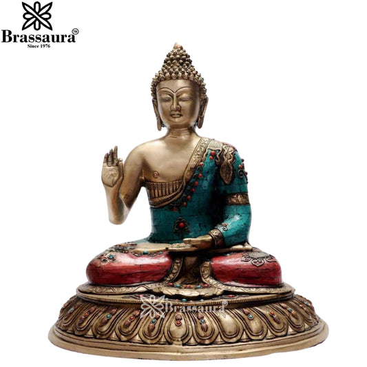 Brass Gem Stone Work Buddha Weight 15 Kg & Height 20 Inch