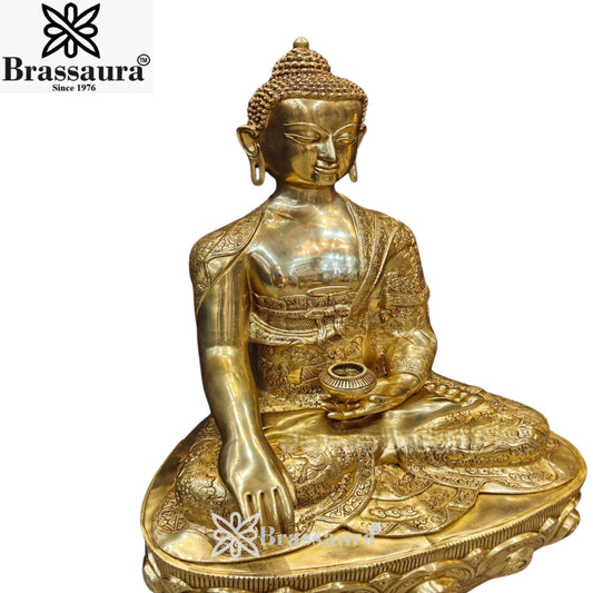 Brass Blessing Artistic Buddha Weight 3.5 kg & Height 10 Inch