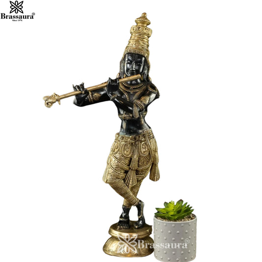 Brass Krishna Murti Weight 8 Kg And Height 23 Inch