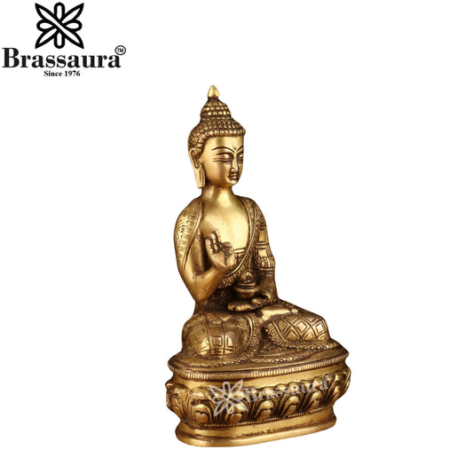 Brass Blessing Buddha Weight 3.8 kg & Height 9 Inch